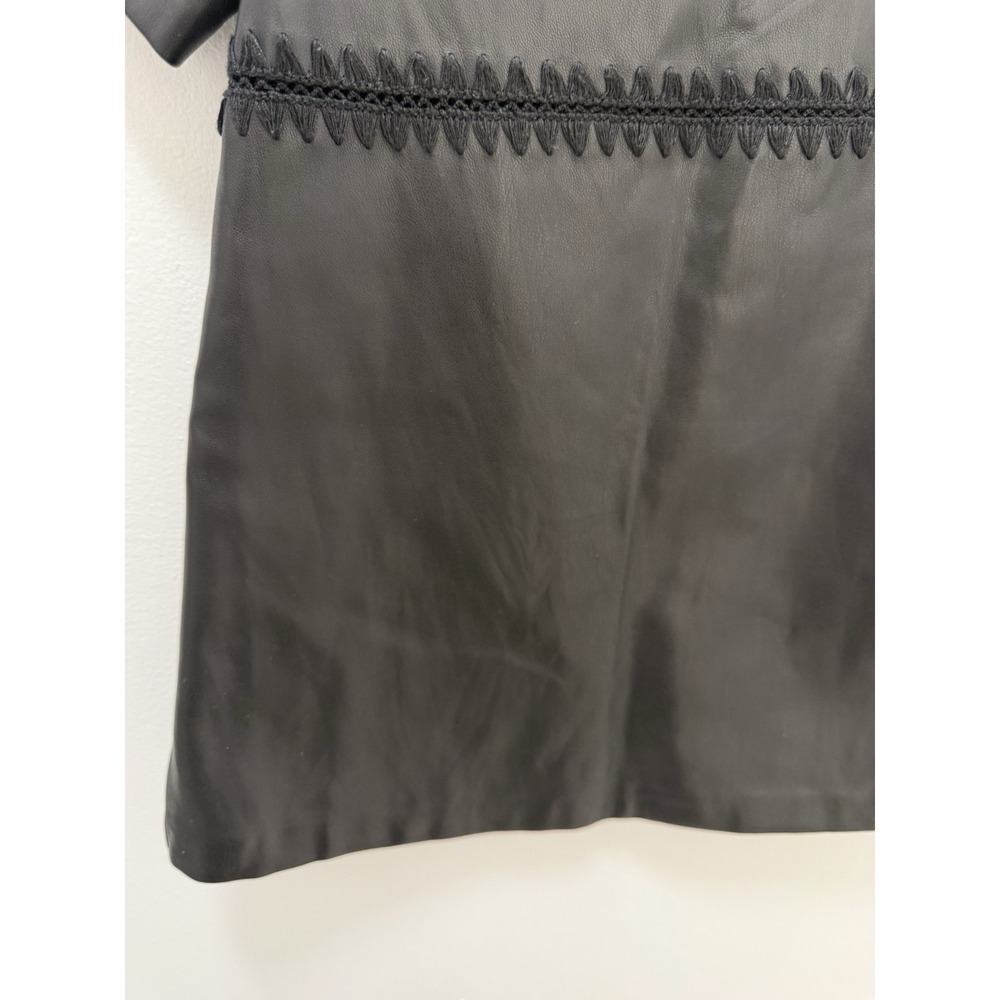 ZARA Girls Black Faux Leather Dress – Size 2-3 Years – Short Sleeve A-Line - Picture 3 of 9
